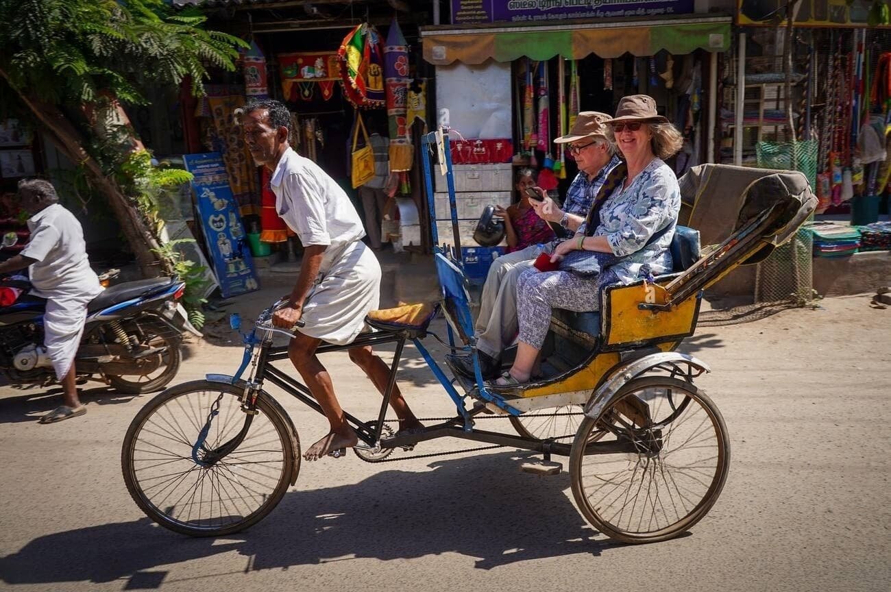 Tourist having tuk tuk ride India