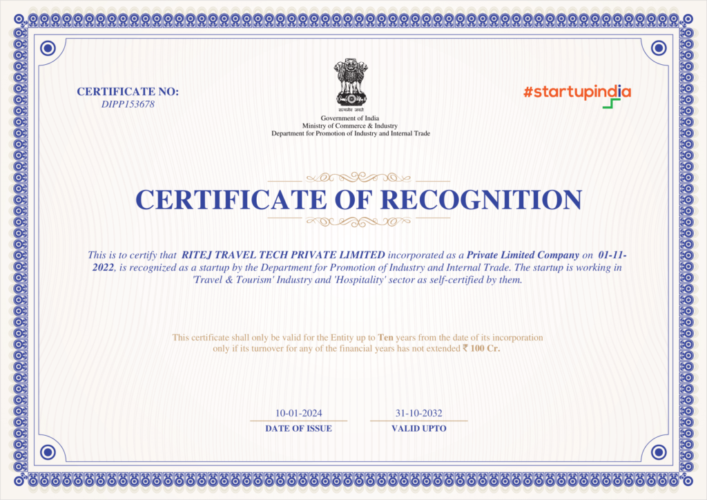 RTT is recognised as a startup company in india